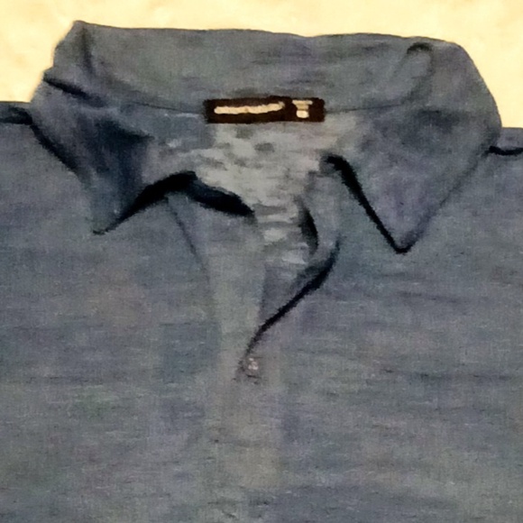 Alternative Apparel Premium Polo Shirt Men S Burned Out Light Blue Lightweight - Picture 3 of 4